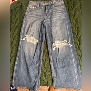 American Eagle distressed wide leg jeans